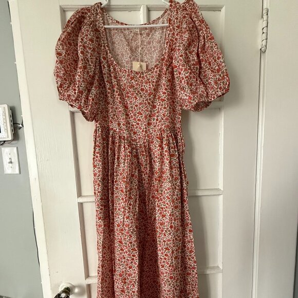 Abrielle Dress Coral Poppy Bell Floral - Picture 1 of 8